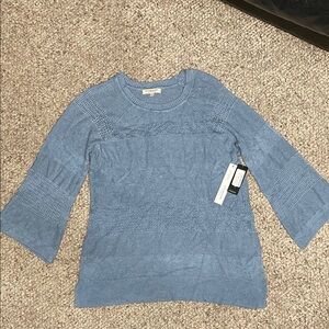 Liverpool Blue flare sleeve open weave Knit Sweater- nwt